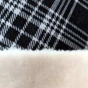 Houndstooth suede s falošnou kožušinou